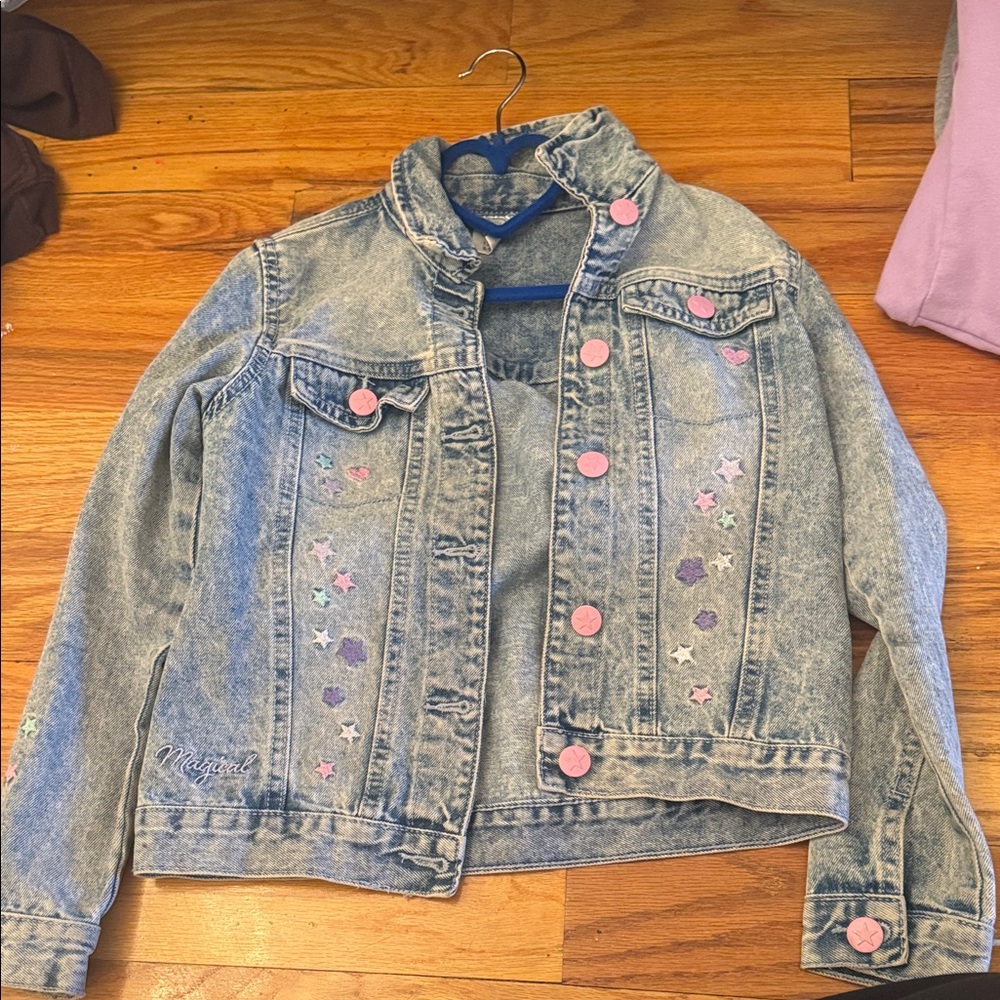 Kids Denim Jacket with Pink Accents